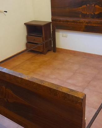 Antico letto in ferro(latta) dipinto effetto legno