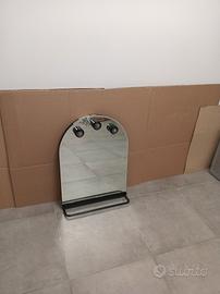 Specchio bagno 3 punti luce e mensola vetro 