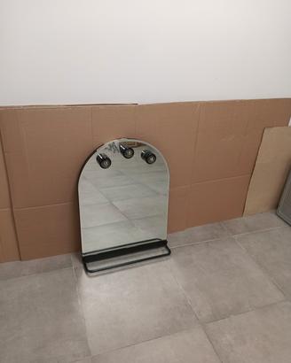 Specchio bagno 3 punti luce e mensola vetro 