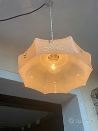 Lampadario Vintage in vetro decorato anni 1950/60