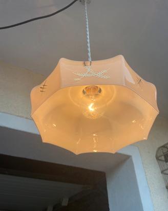 Lampadario Vintage in vetro decorato anni 1950/60