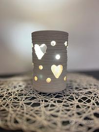 Lampada artigianale con incisione cuori