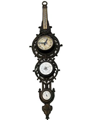 OROLOGIO CON BAROMETRO IN FERRO VINTAGE