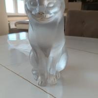 Scultura Lalique Crystal Chat Assis -