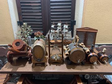 Botticelle mini botti in legno e vetro  vintage