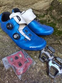Scarpe 42/43 per bici/mtb con aggancio e pedali 