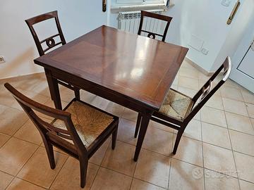 Tavolo in noce allungabile con prolunghe laterali