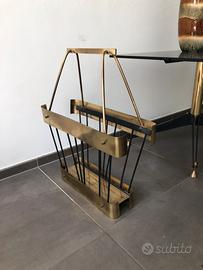 Porta riviste design Romeo Rega tutto in ottone e