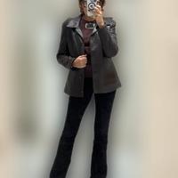 Giacca pelle donna marrone trapuntata invernale