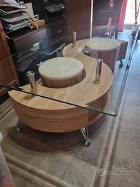 Tavolino da salotto rovere con  pouf