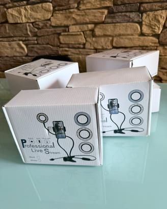 Supporto telefono con ring light LED da tavolo