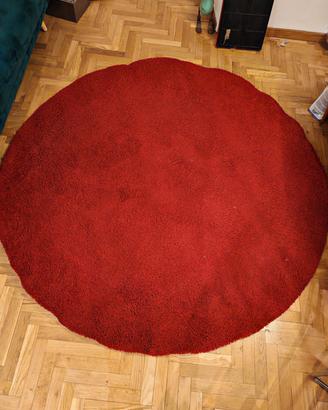 tappeto tondo 195cm rosso pelo lungo
