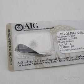 AIG DIAMANTE NATURALE TAGLIO BRILLANTE 2CT E COLOR