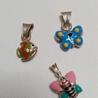 3 ciondoli argento 925 e smalti