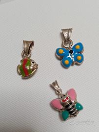 3 ciondoli argento 925 e smalti