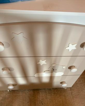 Cameretta Azzurra design Culla+fasciatoio/cassetti