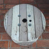 tavolino rocchetto ruota legno esterno shabby 