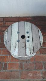 tavolino rocchetto ruota legno esterno shabby 