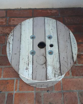 tavolino rocchetto ruota legno esterno shabby 