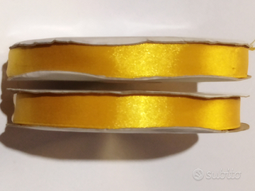 Nastro Doppio Raso 15mm Giallo - Bobina da 50 mt