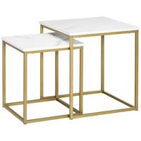 Tavolino da Salotto Set 2 Pezzi Impilabile con Pia