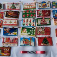 CARTELLINI SEGNAPACCO NATALIZI - 24pz.  + 3 NASTRI