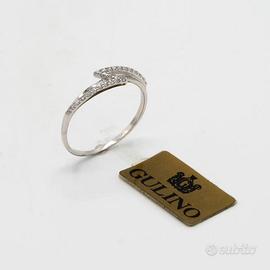 Anello donna in oro bianco 18kt con zirconi E.160