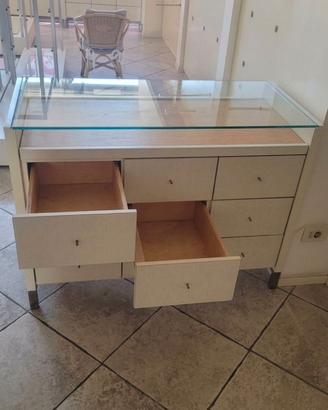 Cassettiere da Esposizione con Top in Vetro