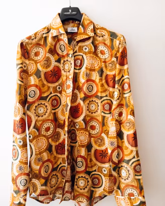 Camicia vintage Alea anni '70, stampa retrò 