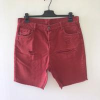 Bermuda uomo jeans denim rosso