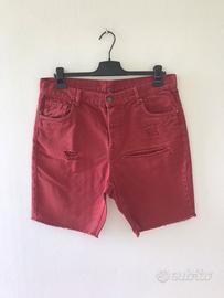 Bermuda uomo jeans denim rosso
