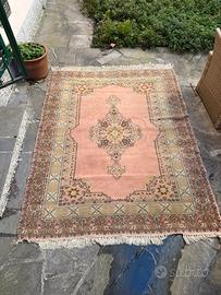 Grande tappeto persiano vintage antico rosa beige
