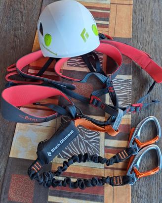 imbragatura arrampicata black diamond + casco