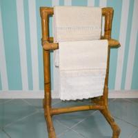 Porta asciugamani vintage in bambù intrecciato