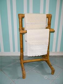 Porta asciugamani vintage in bambù intrecciato