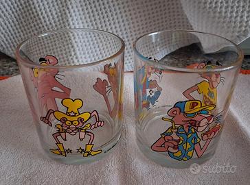 2 bicchieri Pantera Rosa Nutella anni '90
