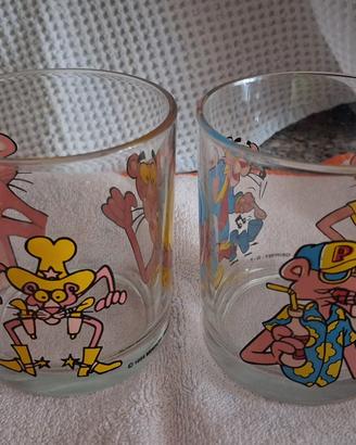 2 bicchieri Pantera Rosa Nutella anni '90