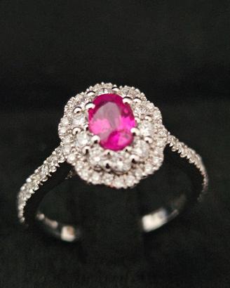 Anello Crivelli in Oro Bianco, Rubino e Diamanti