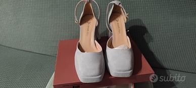Scarpe scamosciate tacco largo