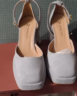 Scarpe scamosciate tacco largo