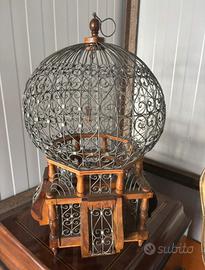Gabbia vintage stile liberty in legno e ferro batt