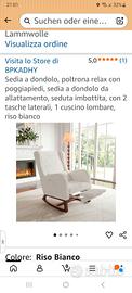 sedia a dondolo con poggiapiedi colore bianco riso