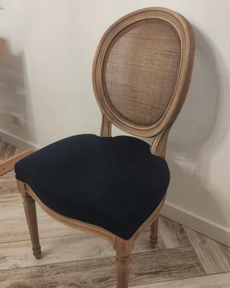 N°6 sedie in legno rovere intarsiato 