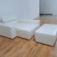 Divano Chaiselongue e Puff VERA PELLE Bianco 