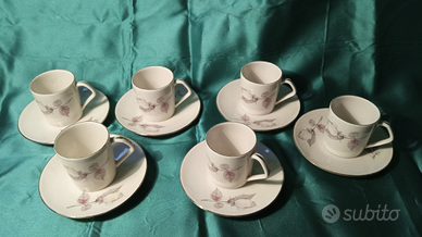 Servizio 6 tazze caffè porcellana Regent vintage