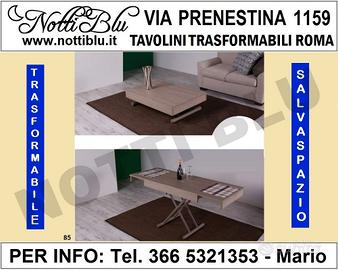 Tavolino Trasformabile piano legno rovere naturale