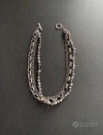 Collana 3 fili in metallo anticato