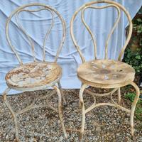 4 rare sedie in ferro da giardino, liberty, CORCOS