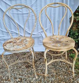 4 rare sedie in ferro da giardino, liberty, CORCOS