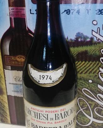 Bottiglia vino barbera d'alba 1974